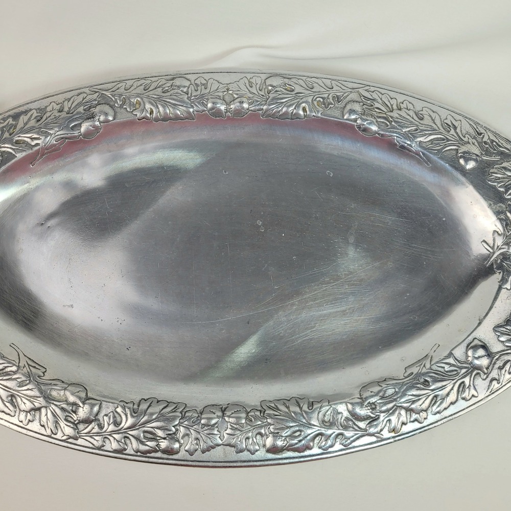 Arthur Court 1987 Vintage Aluminum Oak Leaf Acorn Oval Serving Tray - Picture 2 of 8